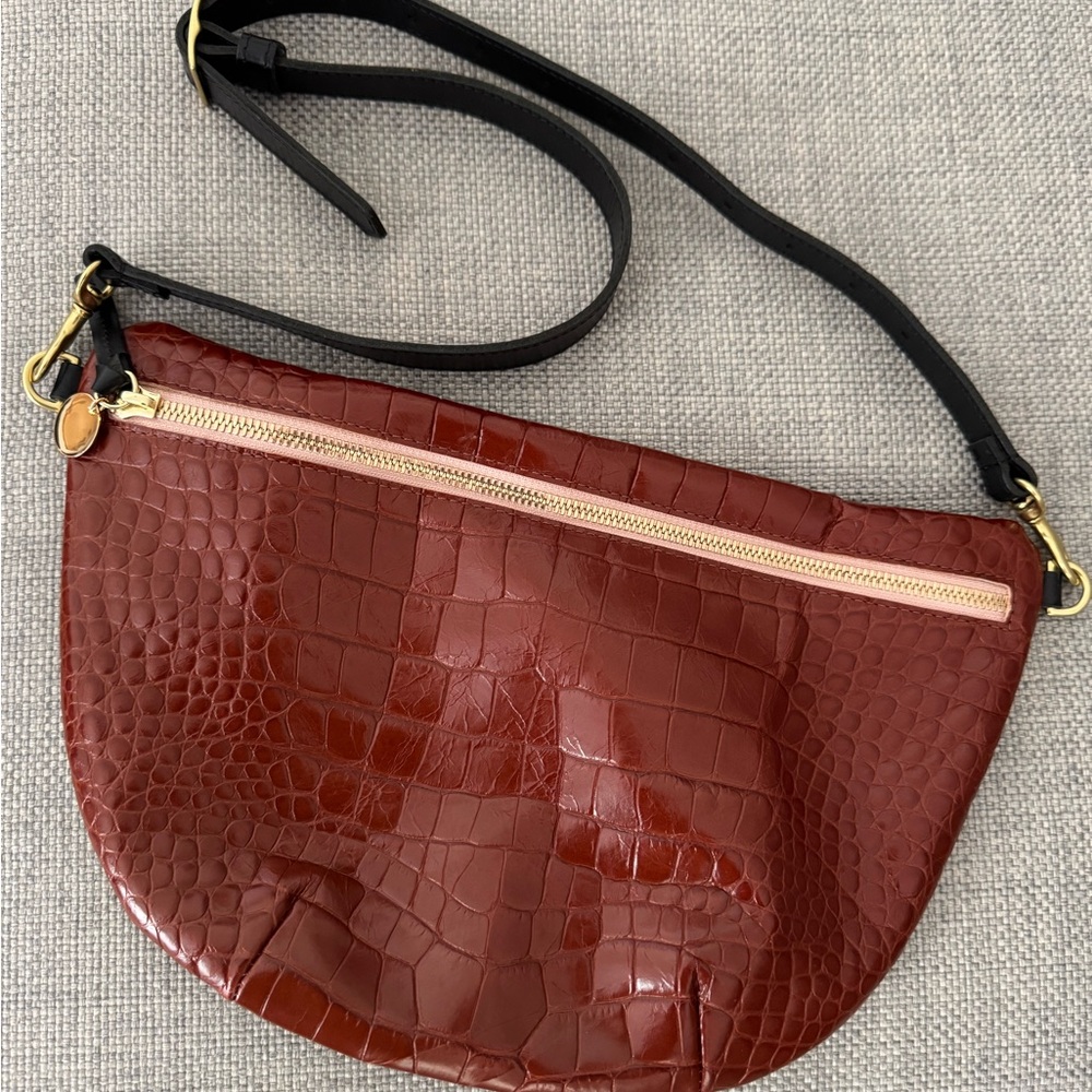 Clare V Brown Black Gold Grande Fanny Sling Bag Purse